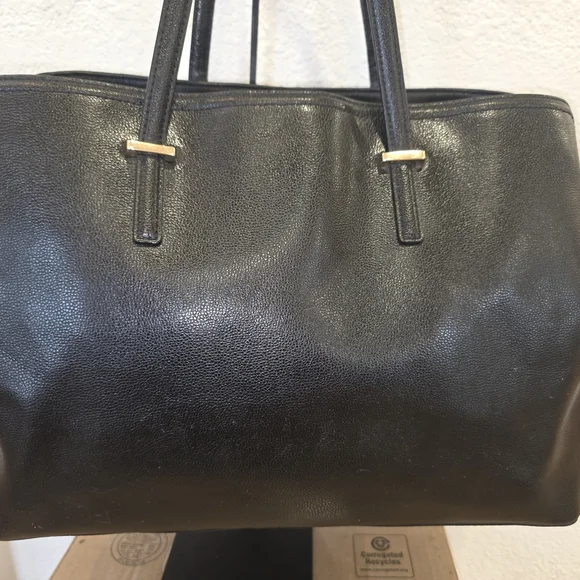 Kate Spade Black Leather Tote with Gold Accents - Picture 5 of 12